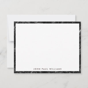 Carte De Correspondance Moderne Elegant Noir Marbre Blanc Professionnel