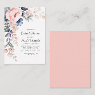 Carte De Correspondance Moderne Floral Rustique Fête des mariées bleu rose