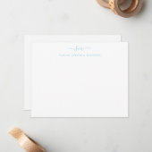 Carte De Correspondance Moderne Girly Deux Monogrammes Script Bleu Bébé cl (Devant/Arrière en situation)