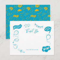 Moderne Graduation Doodle Bleu Jaune Merci