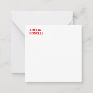 Carte De Correspondance Moderne Gras Nom Rouge Minimaliste Professionnel