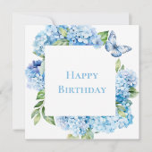 Carte De Correspondance Moderne Joyeux Anniversaire Bleu Hydrangea Chic (Devant)