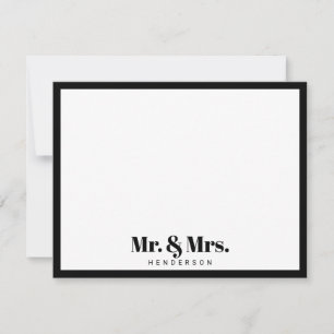 Carte De Correspondance Moderne M. et Mme Votre nom Noir Blanc