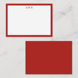 Carte De Correspondance Moderne minimaliste 3 Monogramme Une bordure rouge
