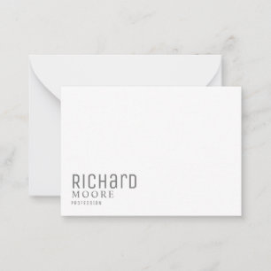 Carte De Correspondance moderne minimaliste gris clair et blanc