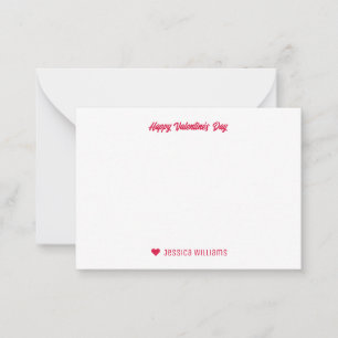 Carte De Correspondance Moderne minimaliste Motif de coeur Saint Valentin