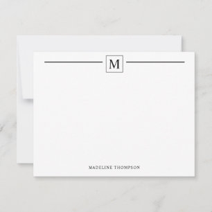 Carte De Correspondance Moderne minimaliste Noir Carré de ligne de monogra