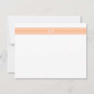 Carte De Correspondance Moderne minimaliste Simple Monogramme Pêche Orange