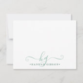 Carte De Correspondance Moderne Monogramme Fancy Initiales Script Vert (Devant)
