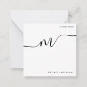 Carte De Correspondance Moderne Monogramme Script Calligraphie noir blanc (Devant)