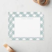 Carte De Correspondance Moderne Pastel sarcelle vert Gingham carreau à car (Devant/Arrière en situation)