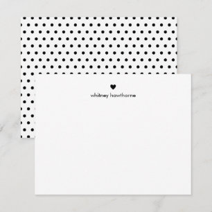Carte De Correspondance Moderne Personnalisé Noir à Points et Cœur
