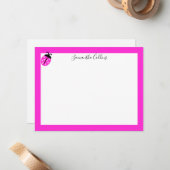Carte De Correspondance Moderne Personnalisé Pink Ladybug manuscrit (Devant/Arrière en situation)