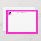 Carte De Correspondance Moderne Personnalisé Pink Ladybug manuscrit (Devant / Derrière)