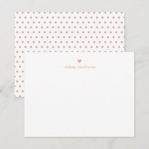 Carte De Correspondance Moderne personnalisé rose pois et cœur