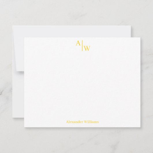 Carte De Correspondance Moderne Professionnel 2 Monogramme Basique Jaune C (Devant)