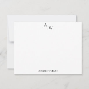 Carte De Correspondance Moderne Professionnel 2 Monogramme Initial Noir