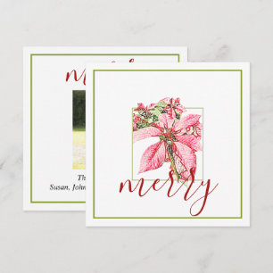Carte De Correspondance Moderne Rouge Vintage Merry Poinsettia Appartement