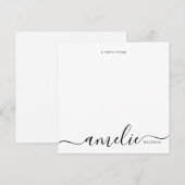Carte De Correspondance Moderne Script Calligraphie Monogramme rose (Devant / Derrière)