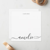 Carte De Correspondance Moderne Script Calligraphie Monogramme rose (Devant/Arrière en situation)