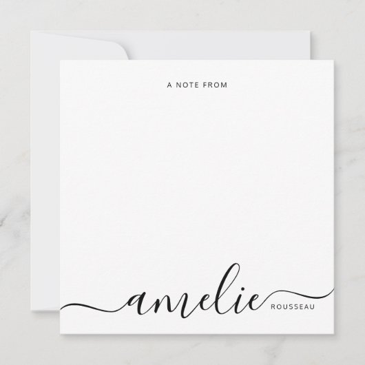 Carte De Correspondance Moderne Script Calligraphie Monogramme rose (Devant)