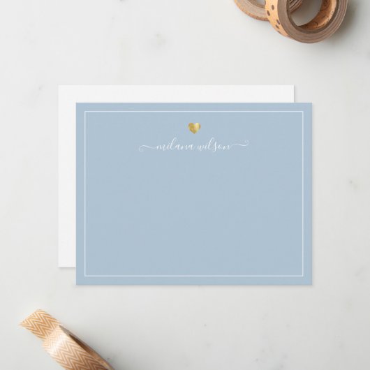 Carte De Correspondance Moderne Script Calligraphie Or Coeur Chic Élégant (Devant/Arrière en situation)