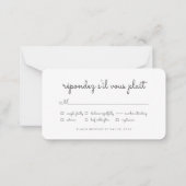 Carte De Correspondance Moderne Simple Élégant Chic Mariage Option Repas (Devant)