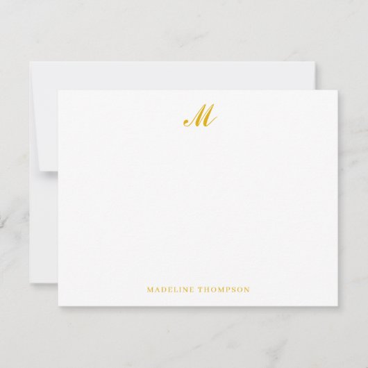 Carte De Correspondance Moderne Simple Élégant Script Monogramme moutarde (Devant)