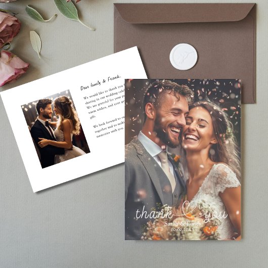 Carte De Correspondance Moderne simple Merci photo Mariage