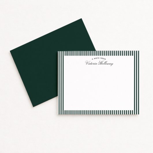 Carte de correspondance moderne vert foncé rayée