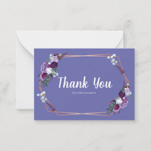 Carte De Correspondance Moderne violet Mariage Floral Merci moderne