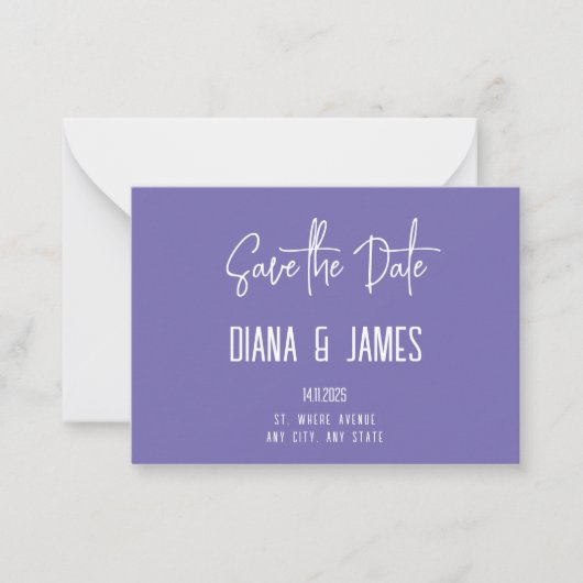 Carte De Correspondance Moderne violet QR Code Mariage Enregistrer la date (Devant)