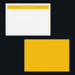 Carte De Correspondance Moderne Yellow Simple Bordure Nom Budget<br><div class="desc">Carte de note minimaliste moderne avec nom de choix. Ce design simple porte votre nom en haut,  encadré d'un bloc de couleur jaune vif avec un cadre délicat et un jaune solide au dos de cette carte de note budget.</div>