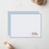 Carte De Correspondance Modert Mocha Mousse Monogram Poussiéreux Bleu (Devant/Arrière en situation)