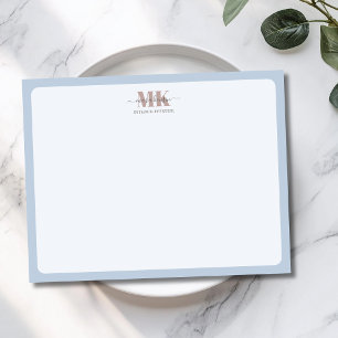 Carte De Correspondance Modert Mocha Mousse Monogram Poussiéreux Bleu