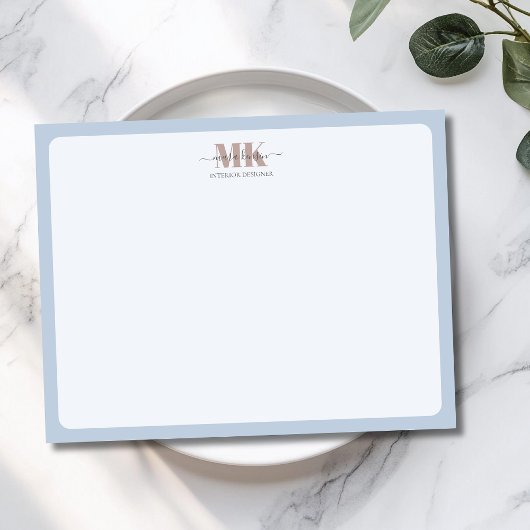 Carte De Correspondance Modert Mocha Mousse Monogram Poussiéreux Bleu