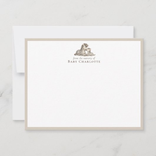 Carte De Correspondance Mom & Baby Zebra Nursery Note Card – Personalized (Devant)