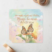 Carte De Correspondance Monarch Butterfly Pollinator Classroom Valentine (Devant/Arrière en situation)