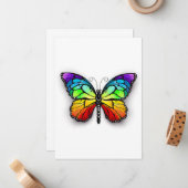 Carte De Correspondance Monarque papillon arc-en-ciel (Devant/Arrière en situation)