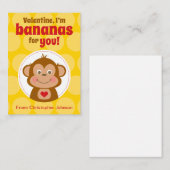 Carte De Correspondance Monkey Mini Classroom Valentine Cards for Kids (Devant / Derrière)