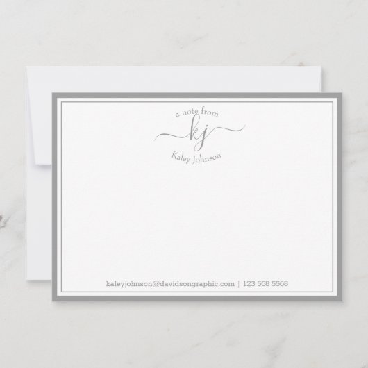 Carte de correspondance monochrome gris clair 'De (Devant)