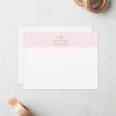 Carte De Correspondance Monogram Blush | Elegant Gold Minimum (Devant/Arrière en situation)