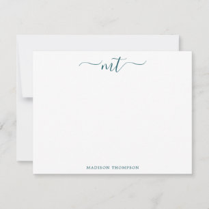 Carte De Correspondance Monogram Chic Tendance Papeterie Turquoise personn