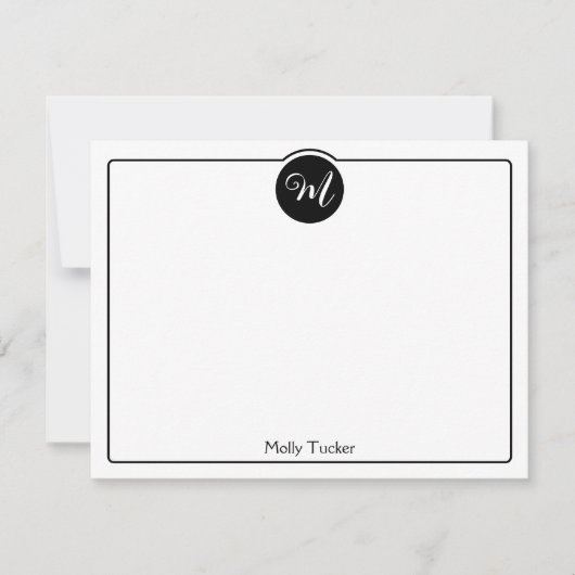 Carte De Correspondance Monogram Circle tendance Script Girly (Devant)