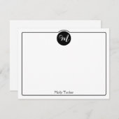 Carte De Correspondance Monogram Circle tendance Script Girly (Devant / Derrière)