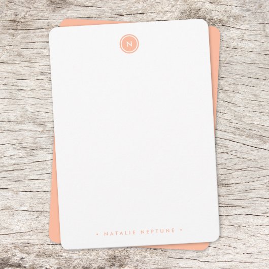Carte De Correspondance Monogram Coral Peach Pink