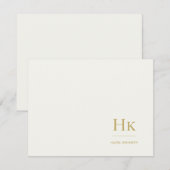 Carte De Correspondance Monogram Ivory Gold Simple Monogrammed Notecard (Devant / Derrière)