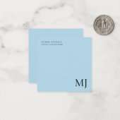 Carte De Correspondance Monogram Plain Blue Trendy Business (Devant/Arrière en situation)