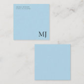 Carte De Correspondance Monogram Plain Blue Trendy Business (Devant / Derrière)