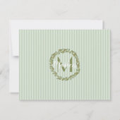 Carte De Correspondance Monogram Striped Pastel Green Note Card (Dos)
